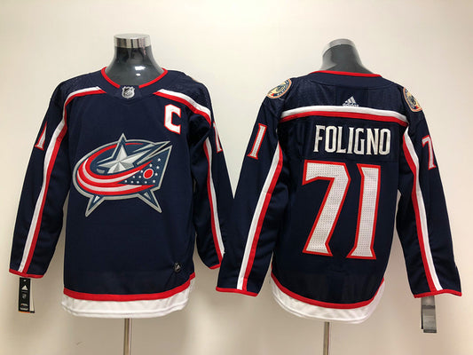 Men's Columbus Blue Jackets Nick Foligno #71 Navy Home Breakaway Player Jersey