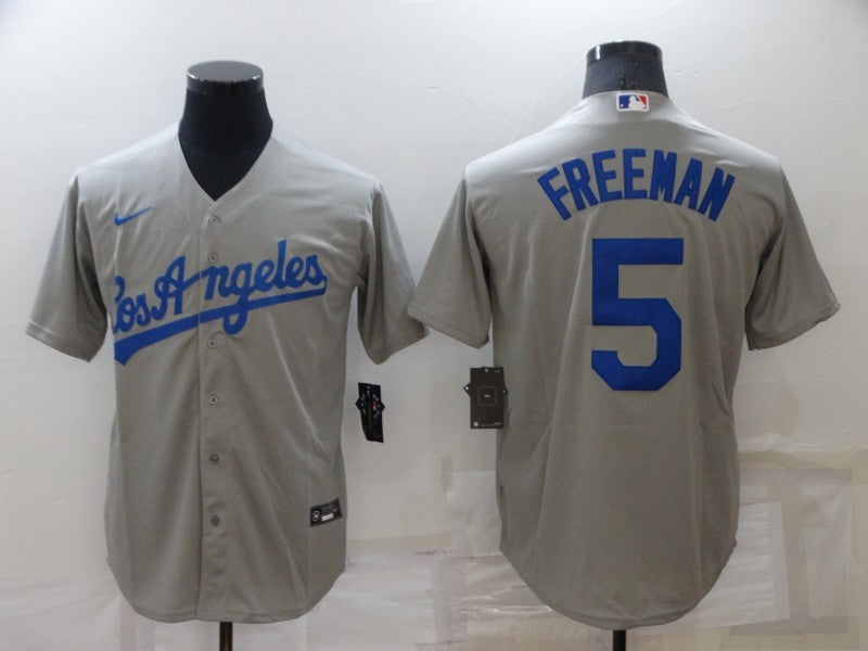 Men's Los Angeles Dodgers Freddie Freeman #5 Gray Replica Baseball Jersey