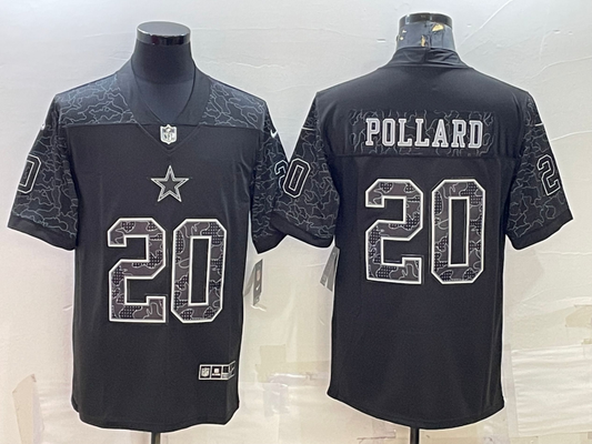 Men's Dallas Cowboys Tony Pollard #20 Black RFLCTV Limited Jersey