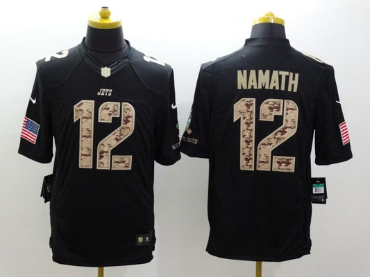 Men's New York Jets Joe Namath #12 Black Player Game Jersey