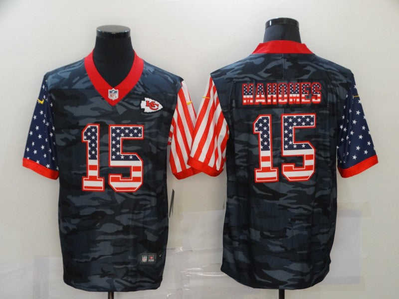 Men's Kansas City Chiefs Patrick Mahomes #15 Gray Camouflage Game Player Jersey