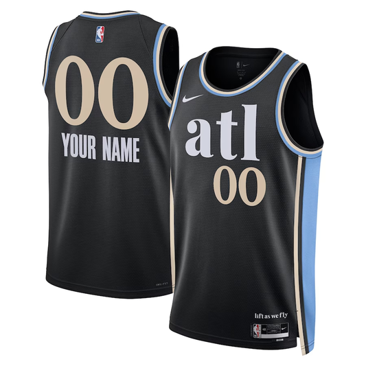 Men's Atlanta Hawks Black 2023/24 Custom Swingman Jersey - City Edition