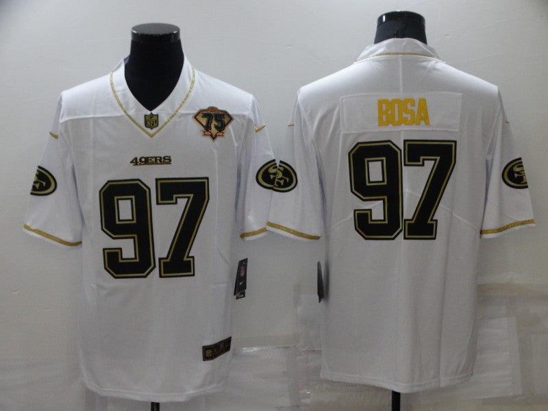 Men's San Francisco 49ers Nick Bosa #97 White 75th Anniversary Game Jersey