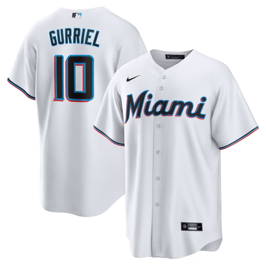 Men's Miami Marlins Yuli Gurriel #10 White Replica Player Jersey