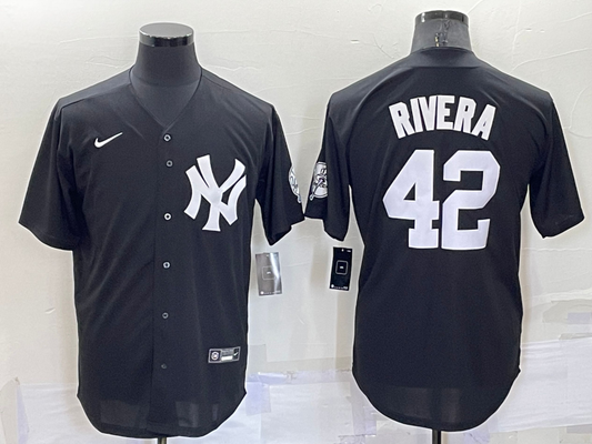 Men's New York Yankees Mariano Rivera #42 Black Replica Baseball Jersey