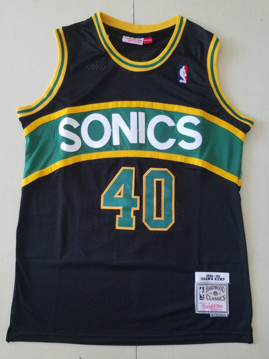 Men's Seattle Supersonics Shawn Kemp #40 Black Throwback Swingman Jersey