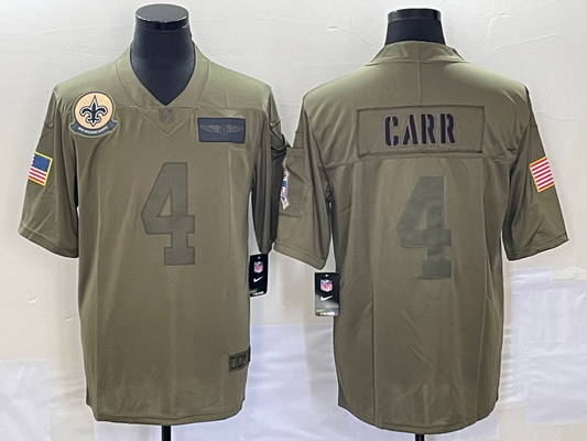 Men's New Orleans Saints Derek Carr #4 Brown Game Jersey