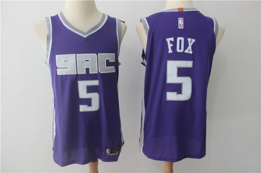 Men's Sacramento Kings De'Aaron Fox #5 NBA Purple Player Replica Jersey