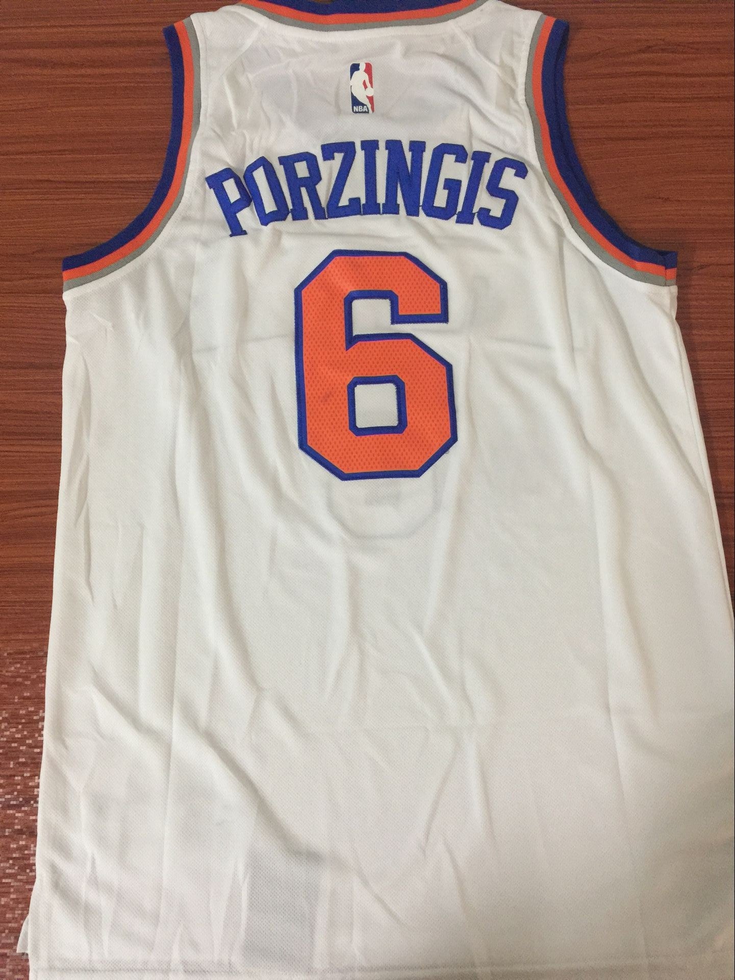 Men's New York Knicks Kristaps Porzingis #6 NBA White Swingman Jersey