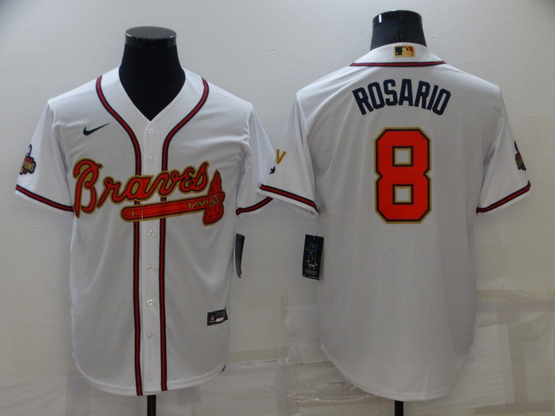 Men's Atlanta Braves Eddie Rosario #8 White Replica Player Jersey