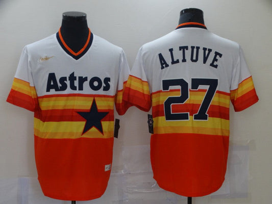 Men's Houston Astros Jose Altuve #27 White/Orange Replica Baseball Jersey