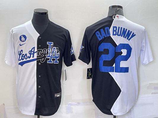 Men's Los Angeles Dodgers Bad Bunny #22 White/Black Replica Baseball Jersey