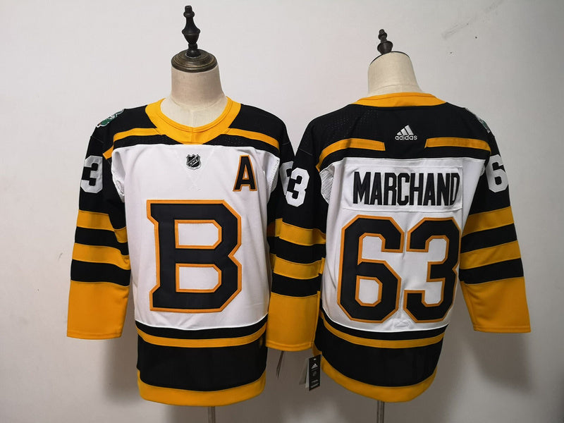 Men's Boston Bruins Brad Marchand #63 White Game Jersey