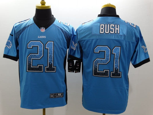 Men's Detroit Lions Reggie Bush #21 Blue Game Jersey