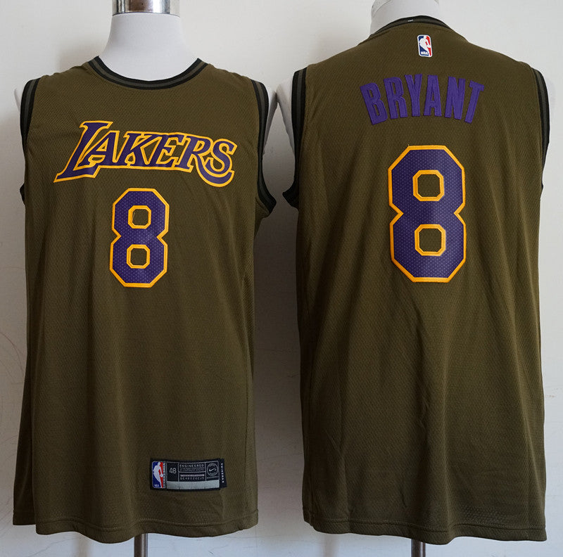 Men's Los Angeles Lakers Kobe Bryant Army Green Classics Authentic Player Jersey