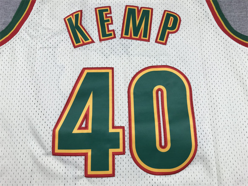 Men's Seattle Supersonics Shawn Kemp #40 Cream Chainstitch Swingman Jersey