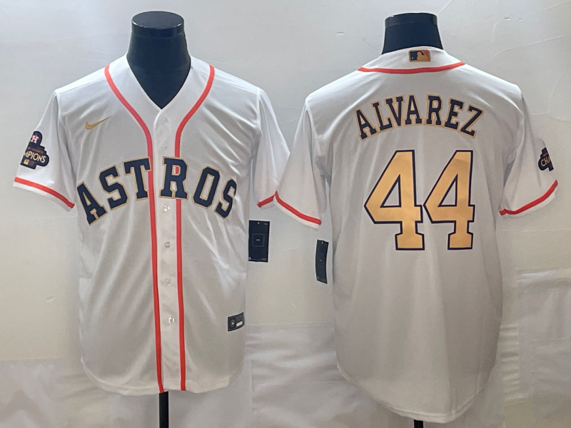 Men's Houston Astros Yordan Alvarez Nike White/Gold 2023 Gold Collection Replica Player Jersey