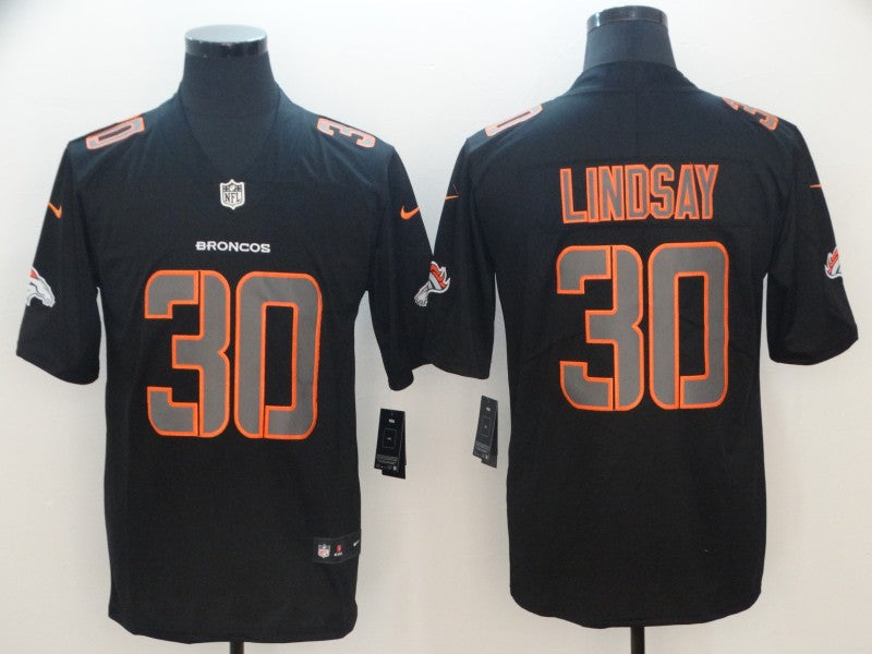 Men's Denver Broncos #30 Phillip Lindsay Black Player Game Jersey