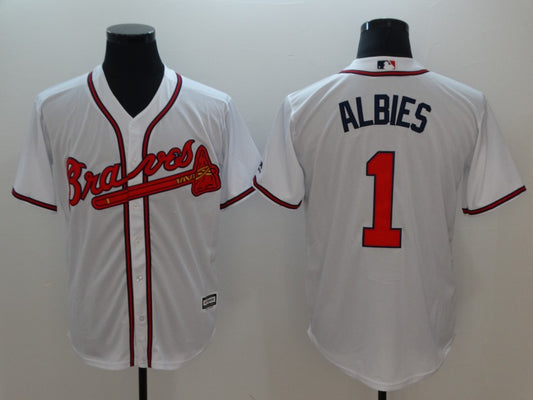 Men's Atlanta Braves Ozzie Albies #1 White Replica Player Jersey