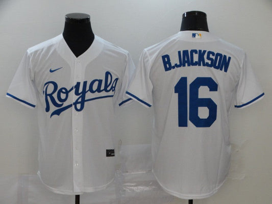 Men's Kansas City Royals Bo Jackson #16 White Replica Baseball Jersey