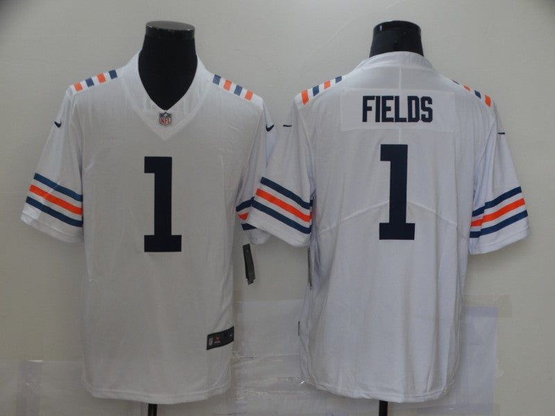 Men's Chicago Bears Justin Fields #1 White Game Jersey