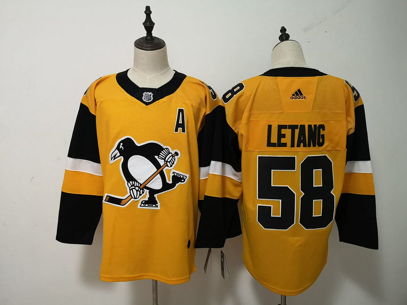 Men's Pittsburgh Penguins Kris Letang #58 Gold Player Game Jersey