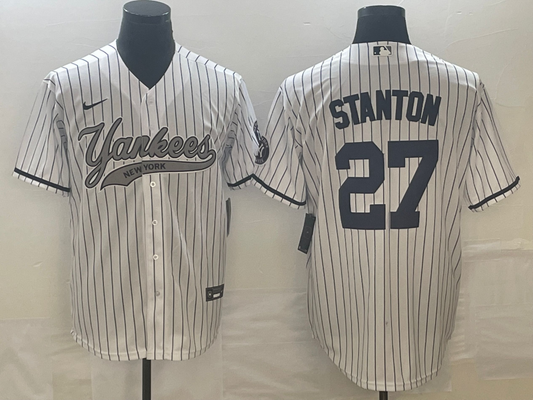 Men's New York Yankees Giancarlo Stanton #27 White Game Jersey Joint Edition