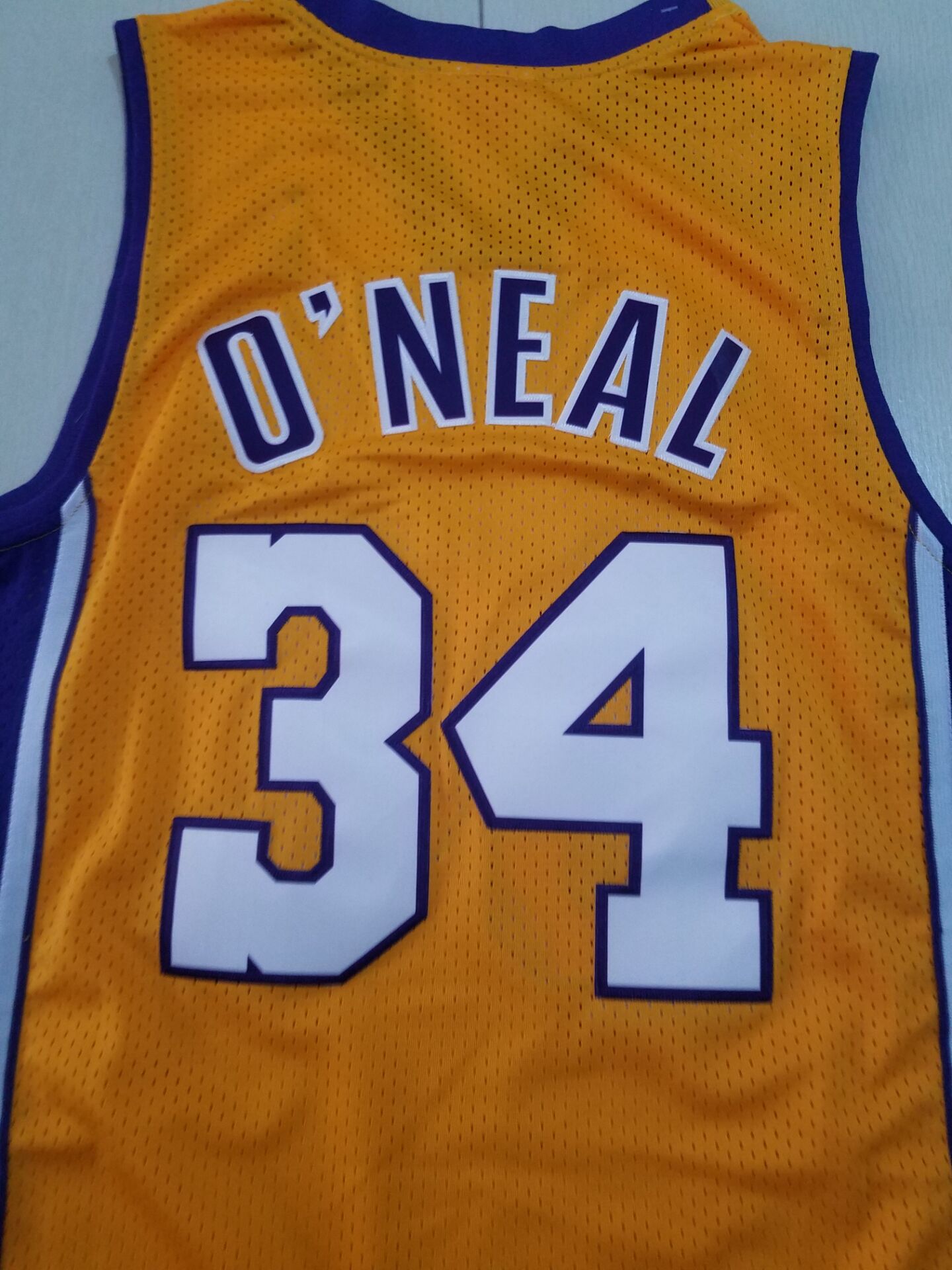 Men's Los Angeles Lakers Shaquille O'Neal #34 Yellow 1999-00 Classics Jersey