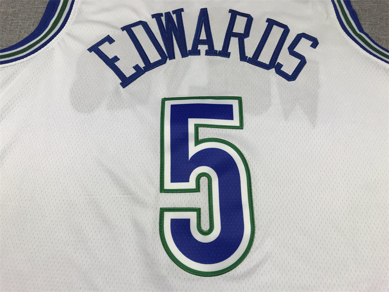 Men's Minnesota Timberwolves Anthony Edwards #5 White Swingman Jersey