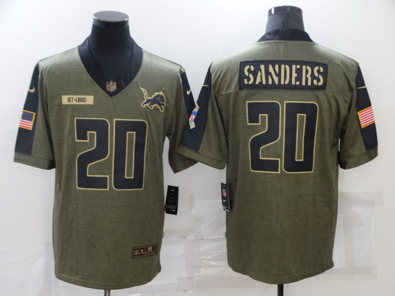 Men's Detroit Lions Barry Sanders #20 Brown Game Jersey