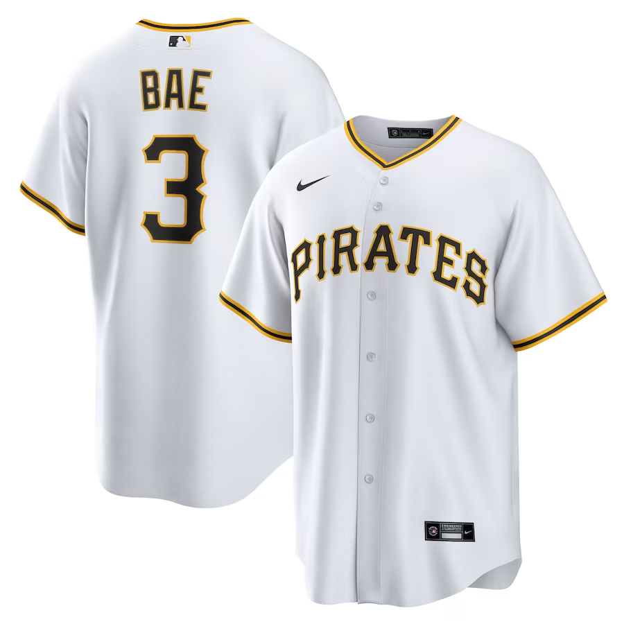 Men's Pittsburgh Pirates Ji-Hwan Bae #3 White Replica Player Jersey