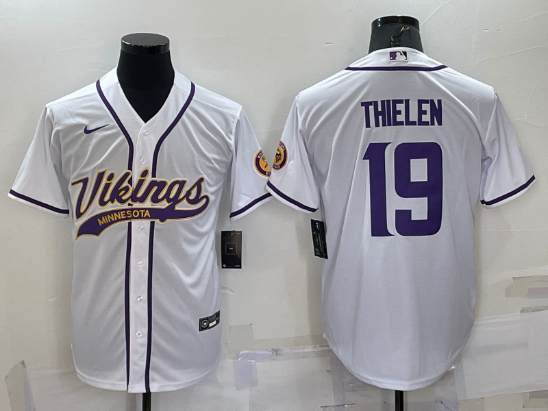 Men's Minnesota Vikings Adam Thielen #19 White Game Jersey Joint Edition