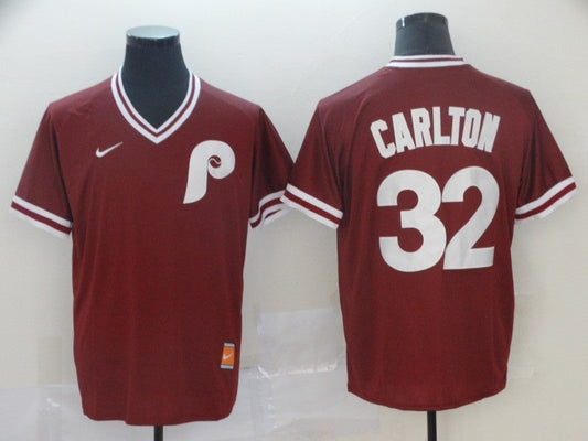 Men's Philadelphia Phillies Steve Carlton #32 Red Replica Baseball Jersey