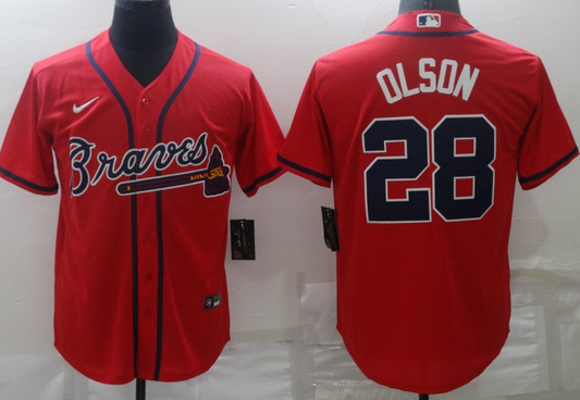 Men's Atlanta Braves Matt Olson #28 Red Replica Jersey