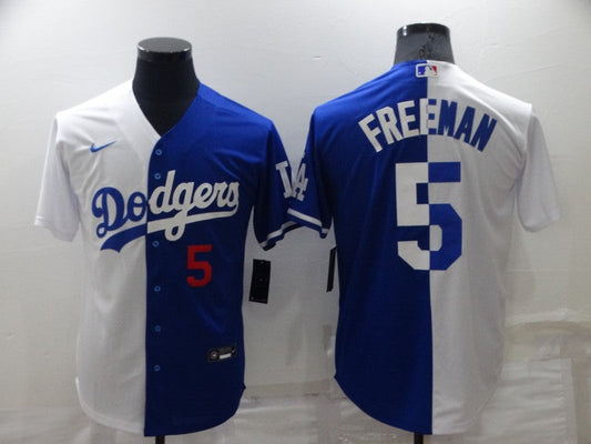 Men's Los Angeles Dodgers Freddie Freeman #5 White/Blue Replica Player Jersey