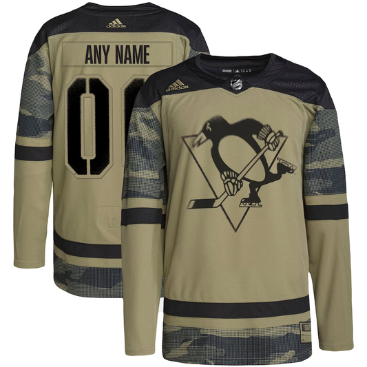 Men's Pittsburgh Penguins Camo Military Custom Player Jersey