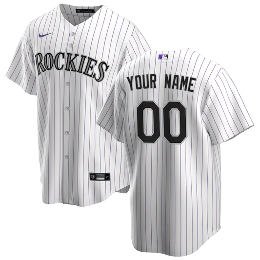 Men's Colorado Rockies White Home Replica Custom Jersey