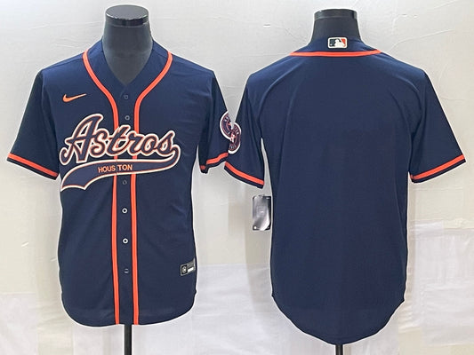 Men's Houston Astros Navy Replica Blank Jersey Joint Edition