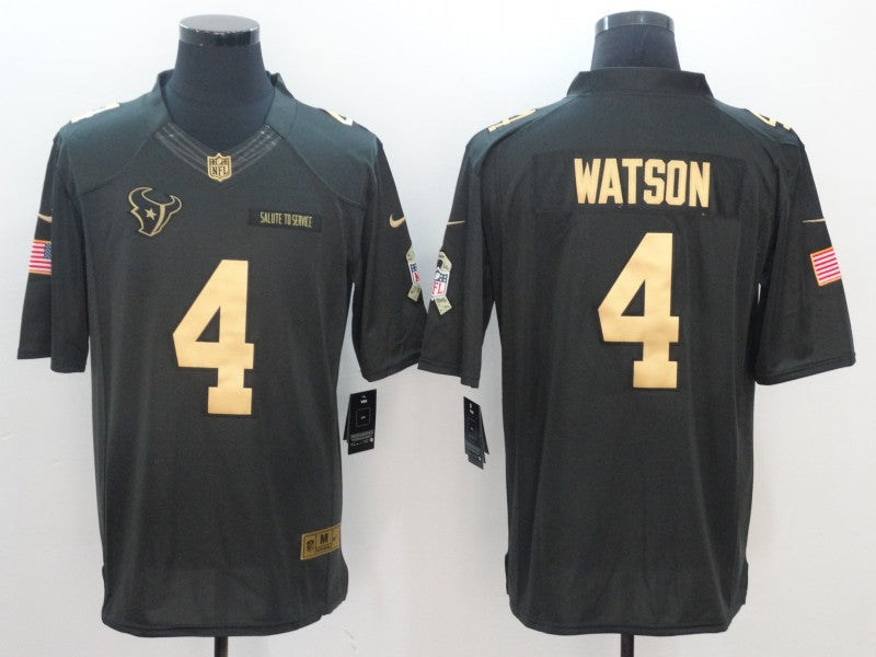 Men's Houston Texans #4 Deshaun Watson Black Team Game Jersey