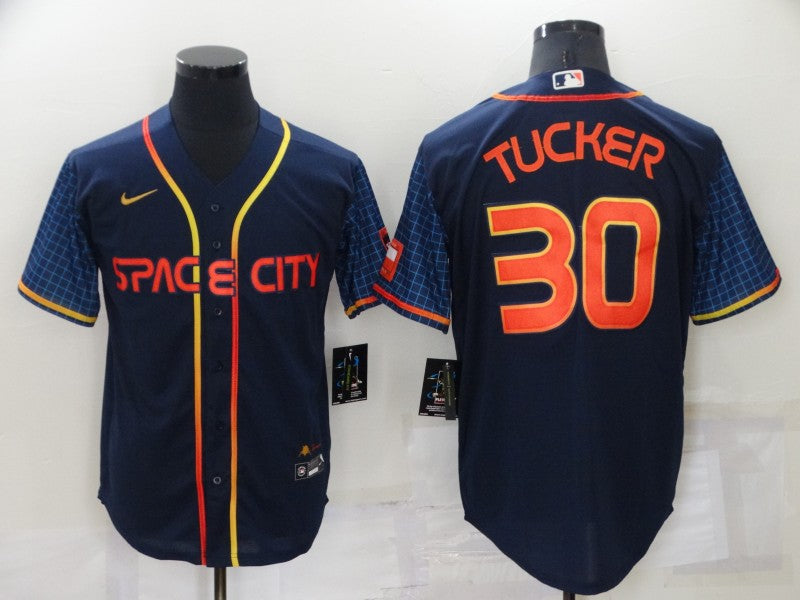 Men's Houston Astros Kyle Tucker #30 Navy Space City Jersey