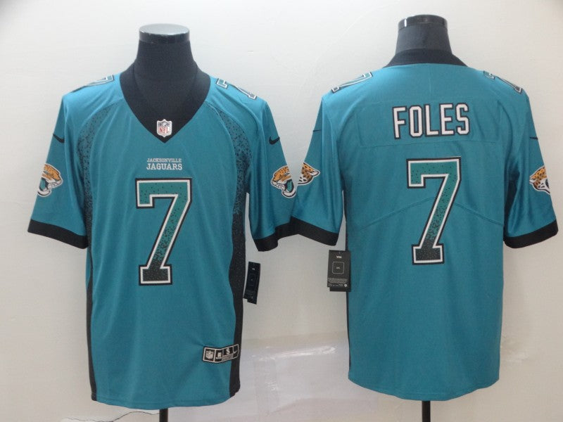 Men's Jacksonville Jaguars Nick Foles #7 Teal Game Player Jersey