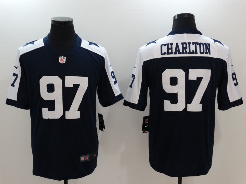 Men's Dallas Cowboys Taco Charlton #97 Navy Game Player Jersey