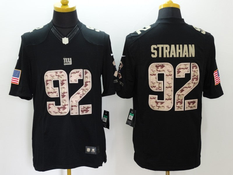 Men's New York Giants Michael Strahan #92 Black Game Player Jersey