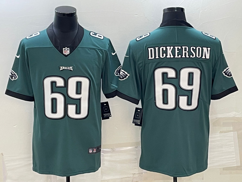 Men's Philadelphia Eagles Landon Dickerson #69 Midnight Green Game Player Jersey