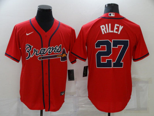 Men's Atlanta Braves Austin Riley #27 Red Replica Player Jersey