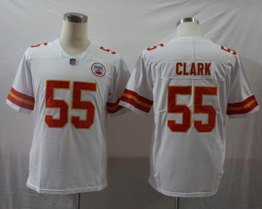 Men's Kansas City Chiefs Frank Clark #55 White Game Jersey