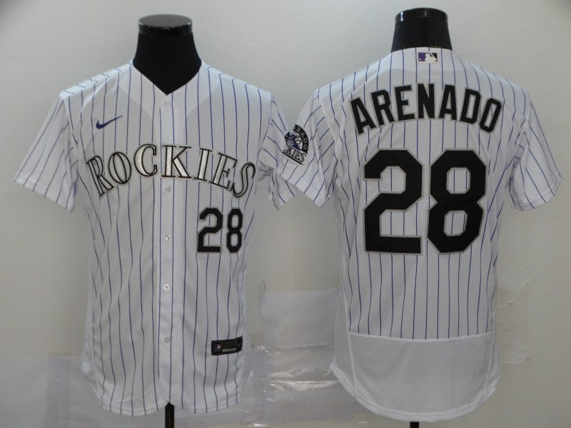 Men's Colorado Rockies Nolan Arenado #28 White Replica Player Jersey