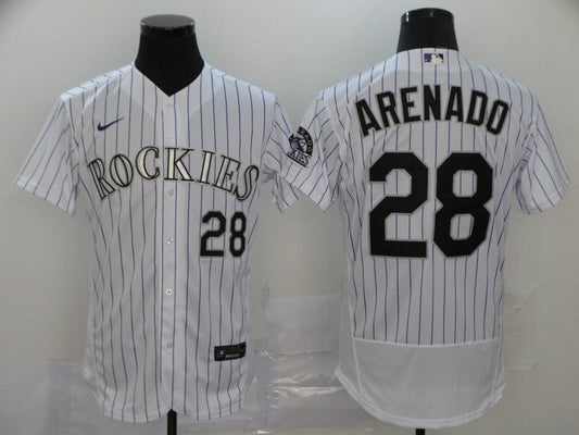 Men's Colorado Rockies Nolan Arenado #28 White Replica Player Jersey