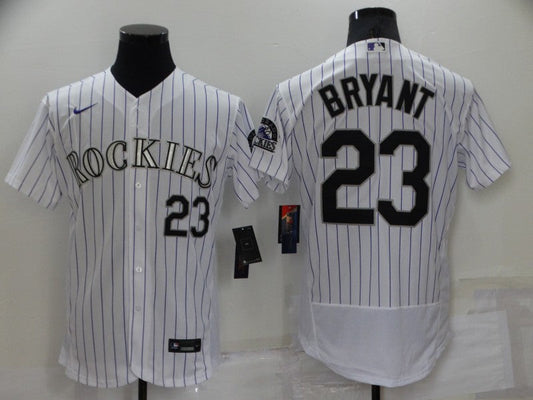 Men's Colorado Rockies Kris Bryant #23 White Replica Baseball Jersey