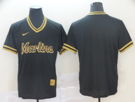 Men's Miami Marlins Black Replica Blank Jersey